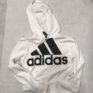 Adidas White Junior XS Cropped Hoodie